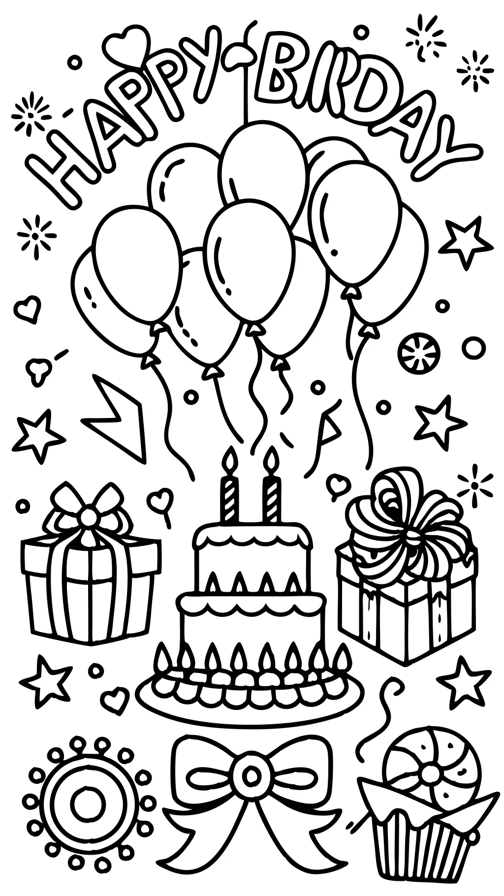 happy birthday adult coloring page